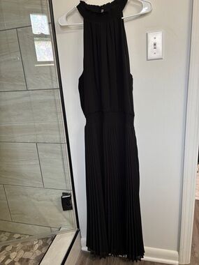 White House Black Market Black Halter Pleated Maxi